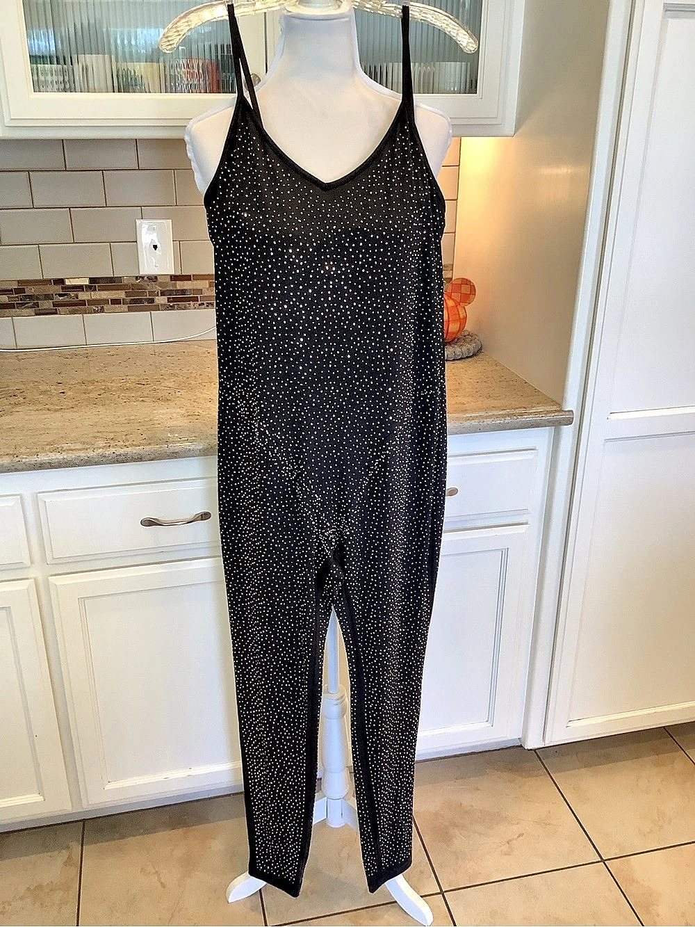 ELOQUII Collectors Jumpsuit Catsuit in Black Size 14 Sparkle Dot Knit